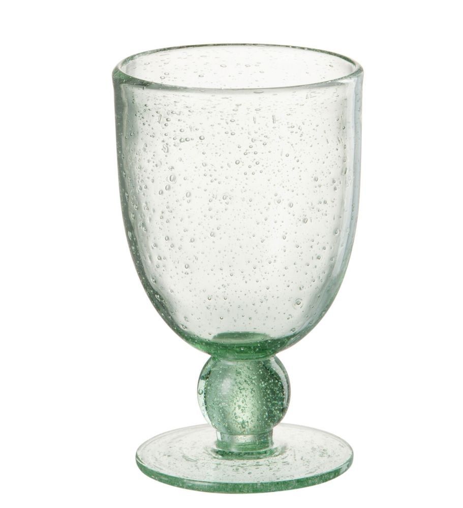 Zelená sklenička na víno s bublinkami Wine Lisboa green - Ø9*15cm / 370ml J-Line by Jolipa - LaHome - vintage dekorace