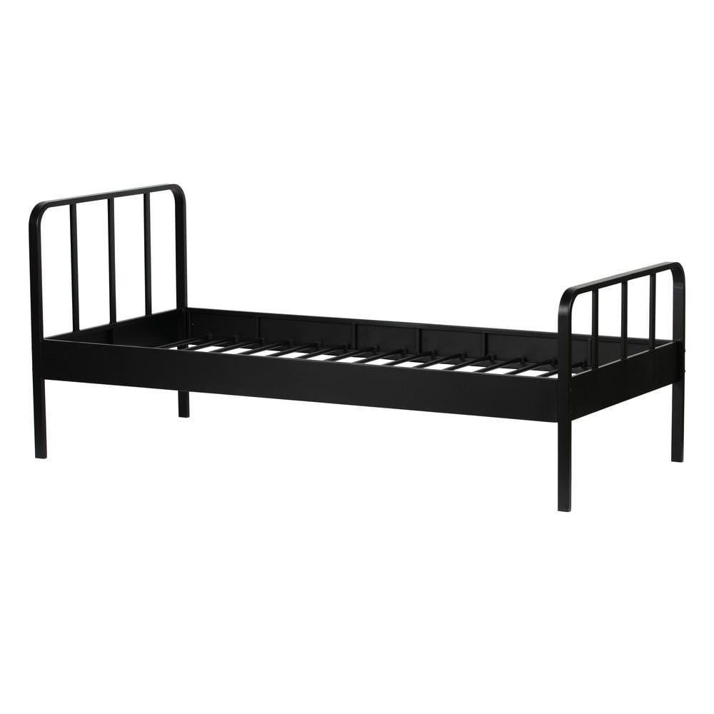 Černá kovová jednolůžková postel s roštem 90x200 cm Mees – WOOOD - Bonami.cz