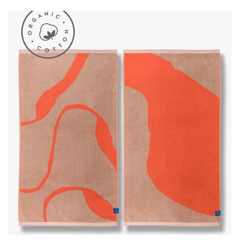 Oranžové/světle hnědé ručníky v sadě 2 ks z Bio bavlny 50x90 cm Nova Arte – Mette Ditmer Denmark - Bonami.cz