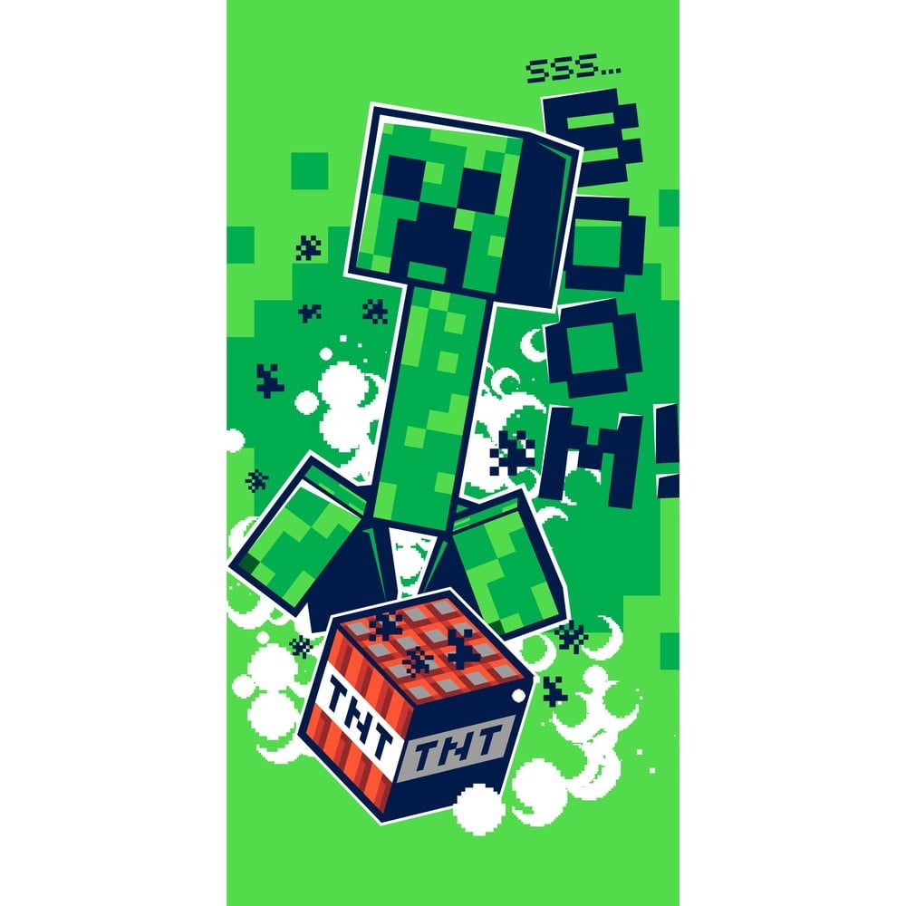 Zelená bavlněná dětská osuška 70x140 cm Minecraft Boom – Jerry Fabrics - Bonami.cz