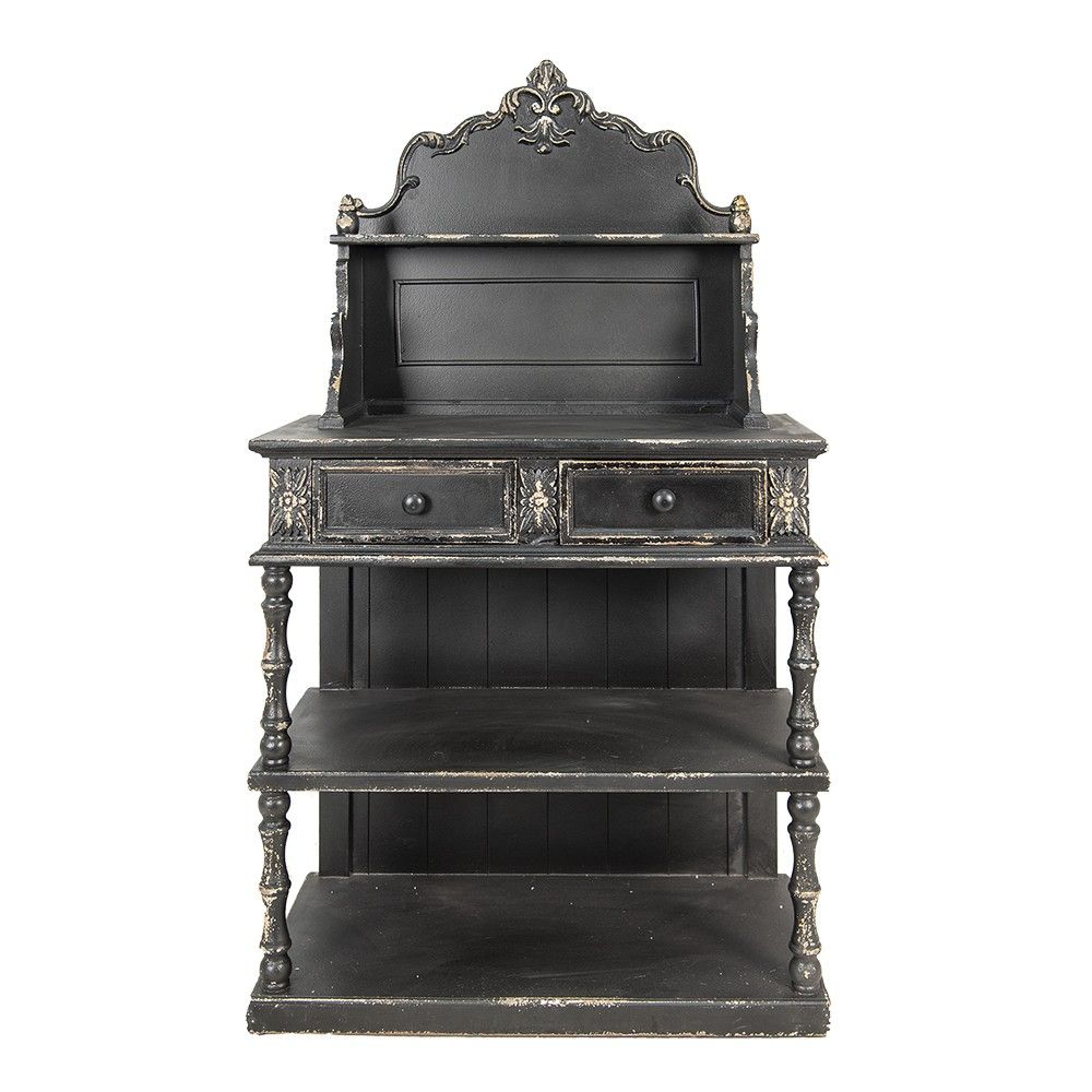 Černý antik dřevěný stůl se šuplíčky ke stěně Miloé - 81*41*142 cm Clayre & Eef - LaHome - vintage dekorace