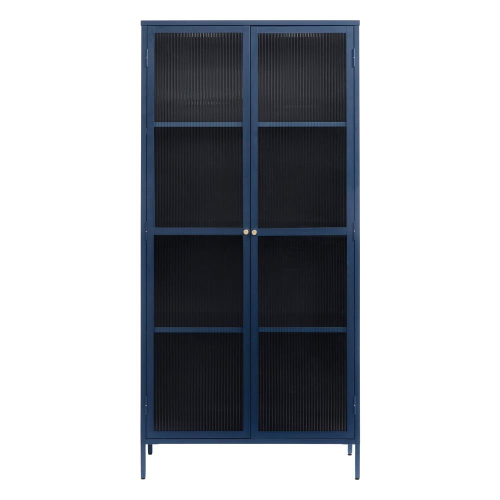 Tmavě modrá kovová vitrína 90x190 cm Bronco – Unique Furniture - Bonami.cz