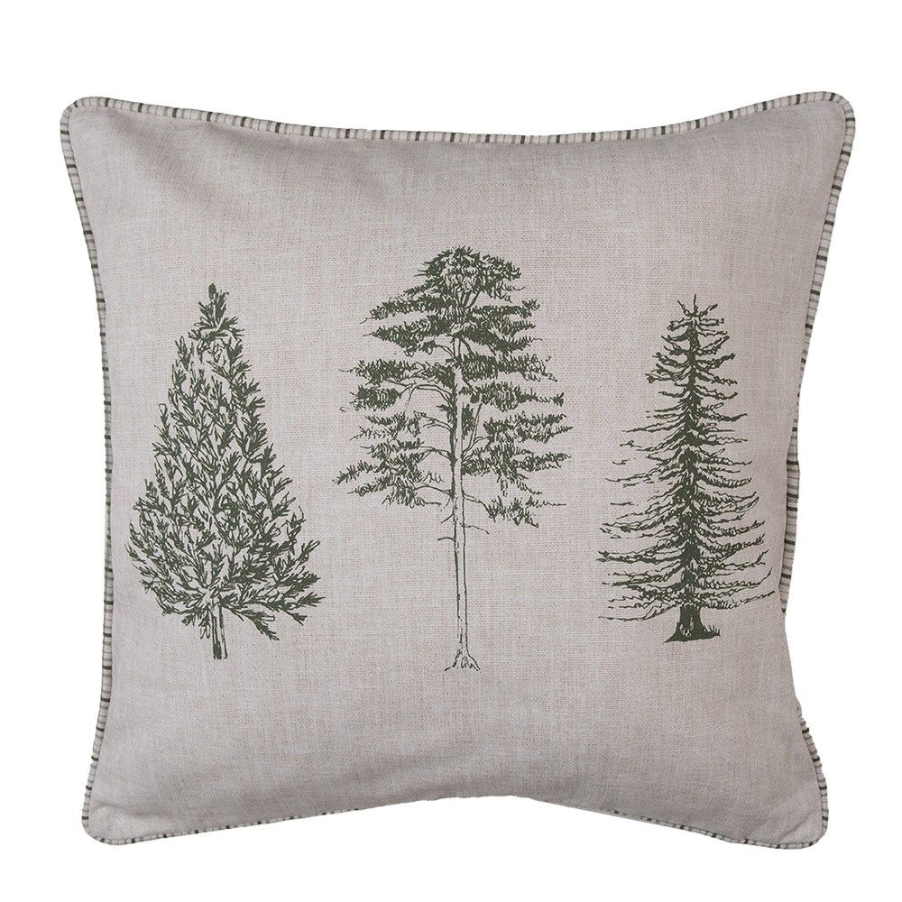 Béžový bavlněný povlak na polštář se stromky Natural Pine Trees - 40*40 cm Clayre & Eef - LaHome - vintage dekorace