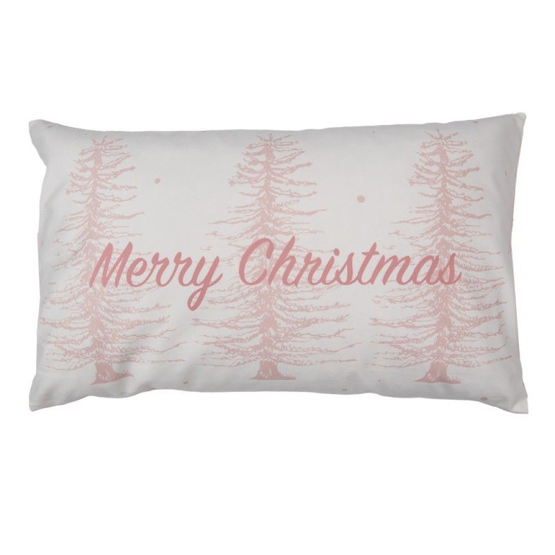 Zimní růžový povlak na polštář Merry Christmas Snow - 30*50 cm Clayre & Eef - LaHome - vintage dekorace