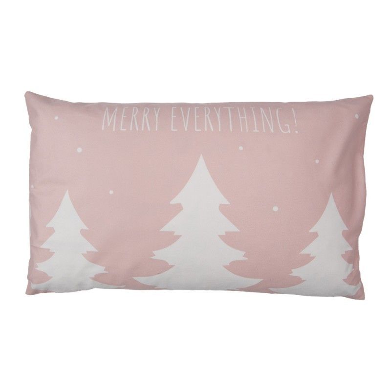 Zimní růžový povlak na polštář se stromky Merry Everything - 30*50 cm Clayre & Eef - LaHome - vintage dekorace