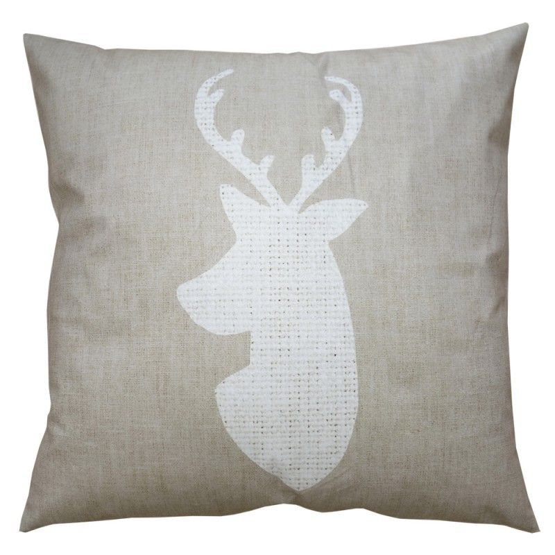 Béžový povlak na polštář s jelenem Deer - 45*45 cm Clayre & Eef - LaHome - vintage dekorace