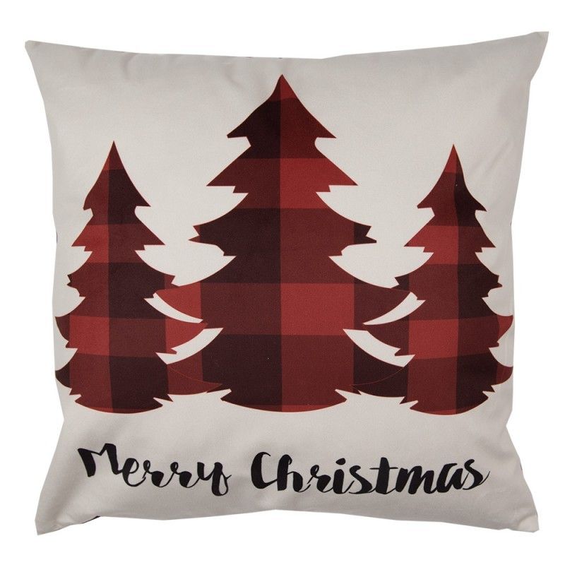Béžový povlak na polštář se stromky Merry Christmas - 45*45 cm Clayre & Eef - LaHome - vintage dekorace