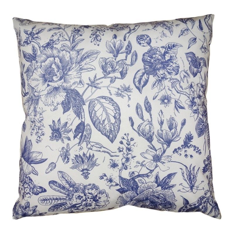 Povlak na polštář s modrými květy - 45*45 cm Clayre & Eef - LaHome - vintage dekorace