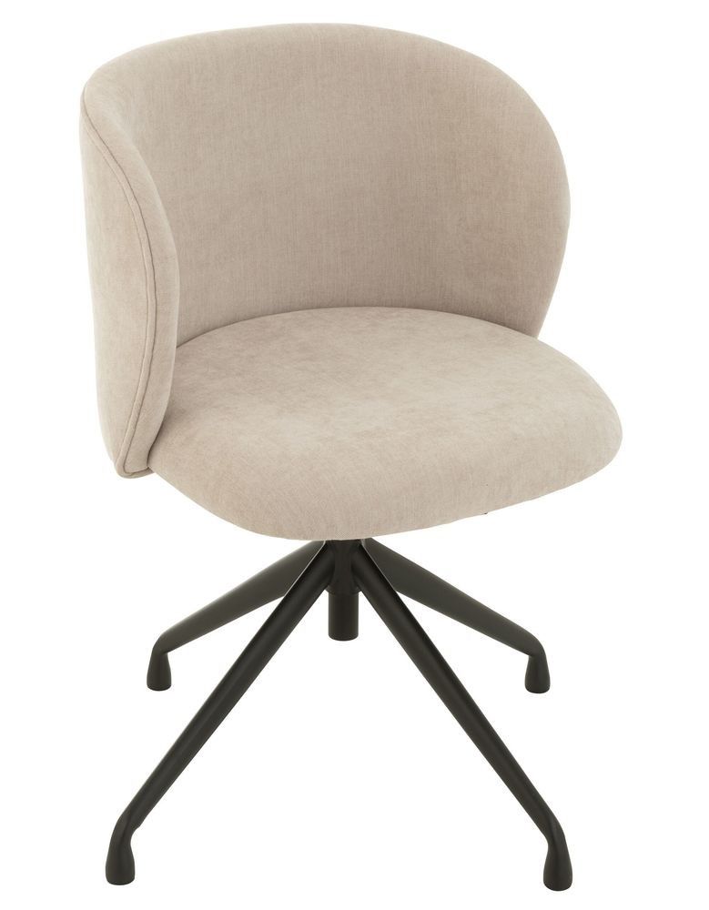 Béžová sametová jídelní točící židle Chair Turn Beige - 56*48*77cm J-Line by Jolipa - LaHome - vintage dekorace