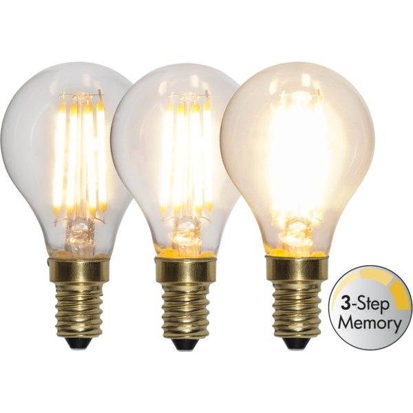 LED žárovka se stmíváním E14 P45 Star Trading Soft Glow 3-Step Memory - čirá - Homein.cz