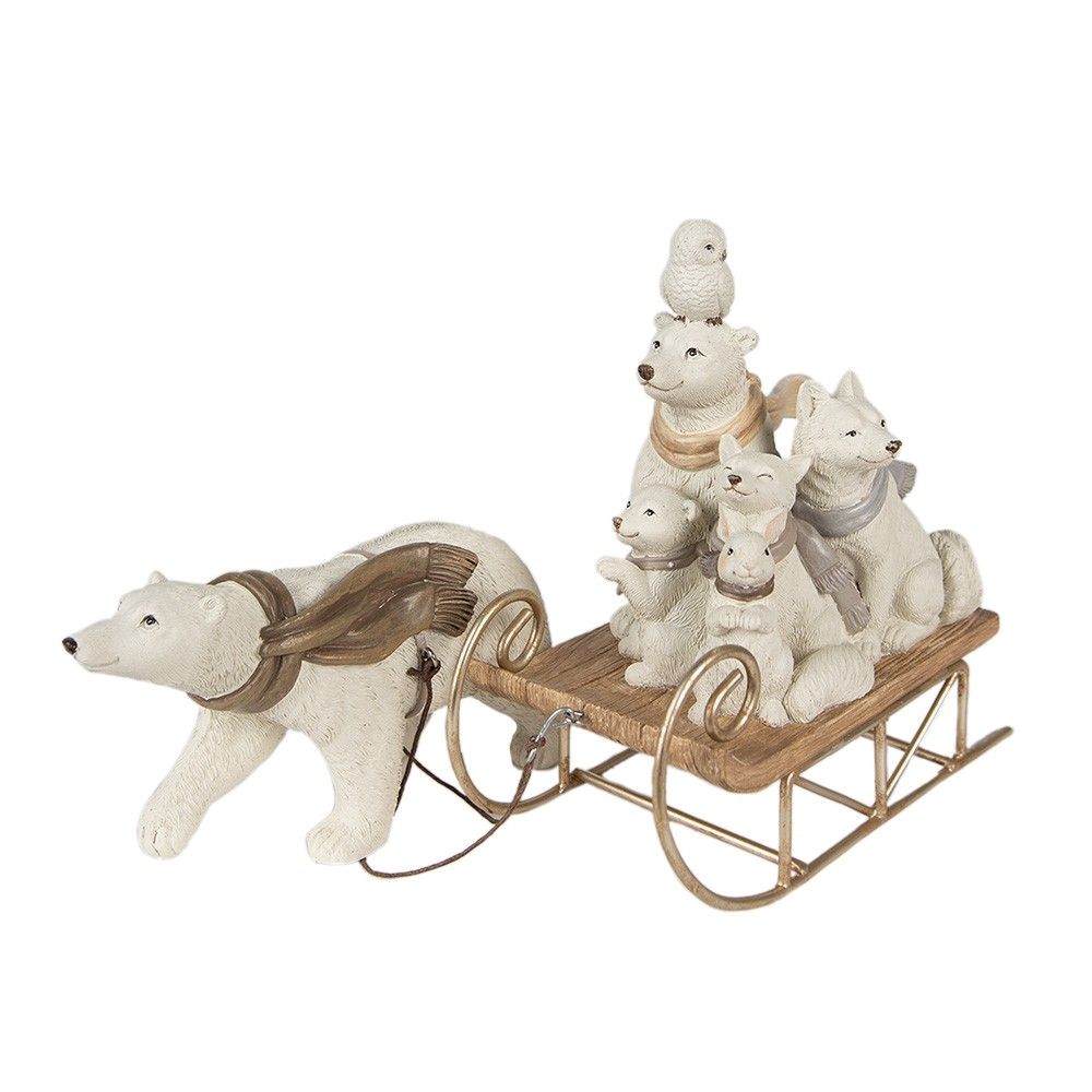 Vánoční dekorace socha ledního medvěda se sáňkami a zvířátky - 30*8*15 cm Clayre & Eef - LaHome - vintage dekorace