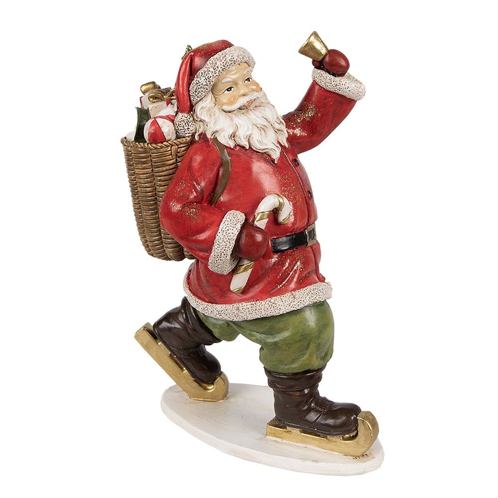 Vánoční dekorace socha Santa s košem dárků - 14*11*20 cm Clayre & Eef - LaHome - vintage dekorace