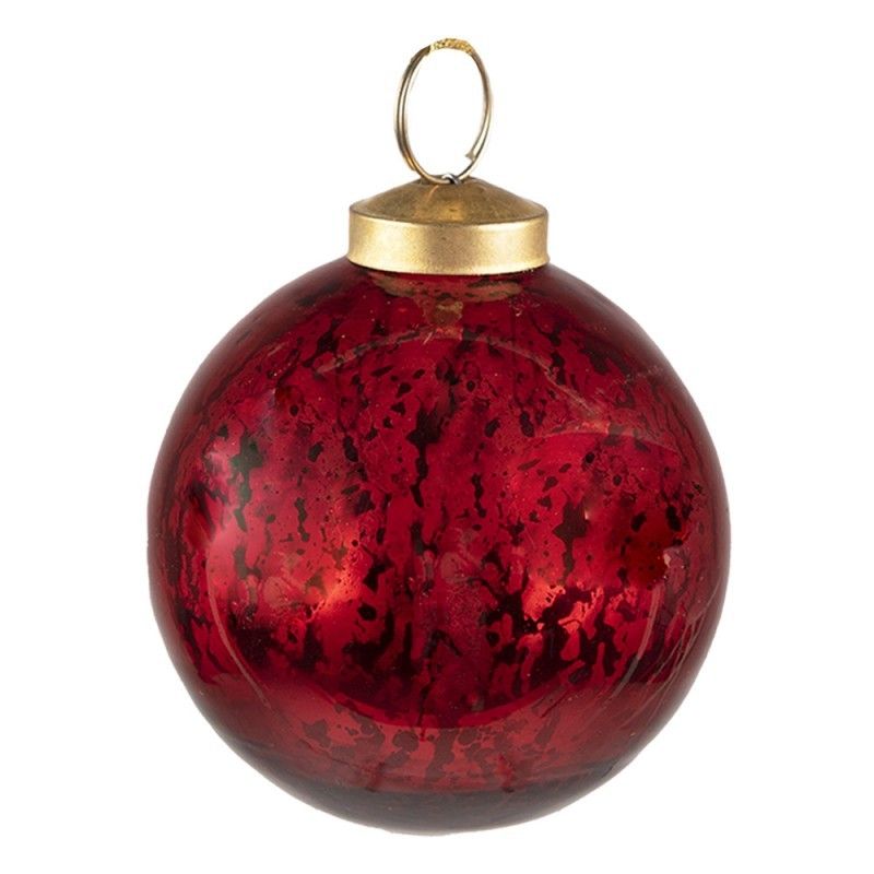 Červená vánoční skleněná ozdoba koule M - Ø 9*10 cm Clayre & Eef - LaHome - vintage dekorace