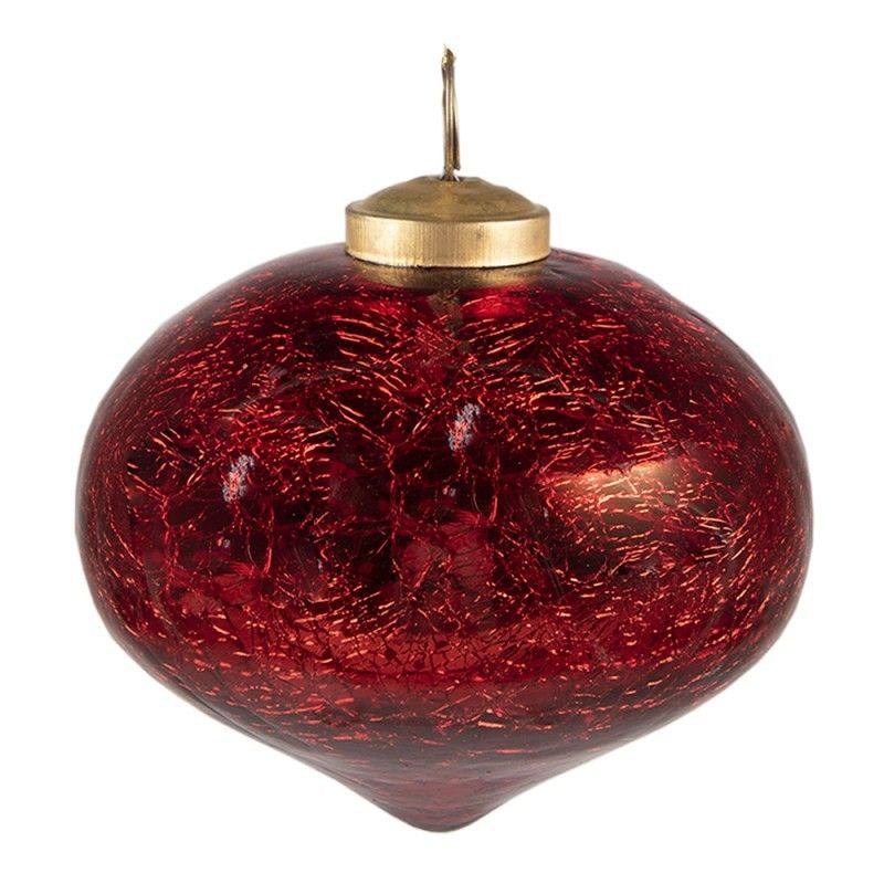 Červená vánoční skleněná ozdoba baňka - Ø 9*9 cm Clayre & Eef - LaHome - vintage dekorace