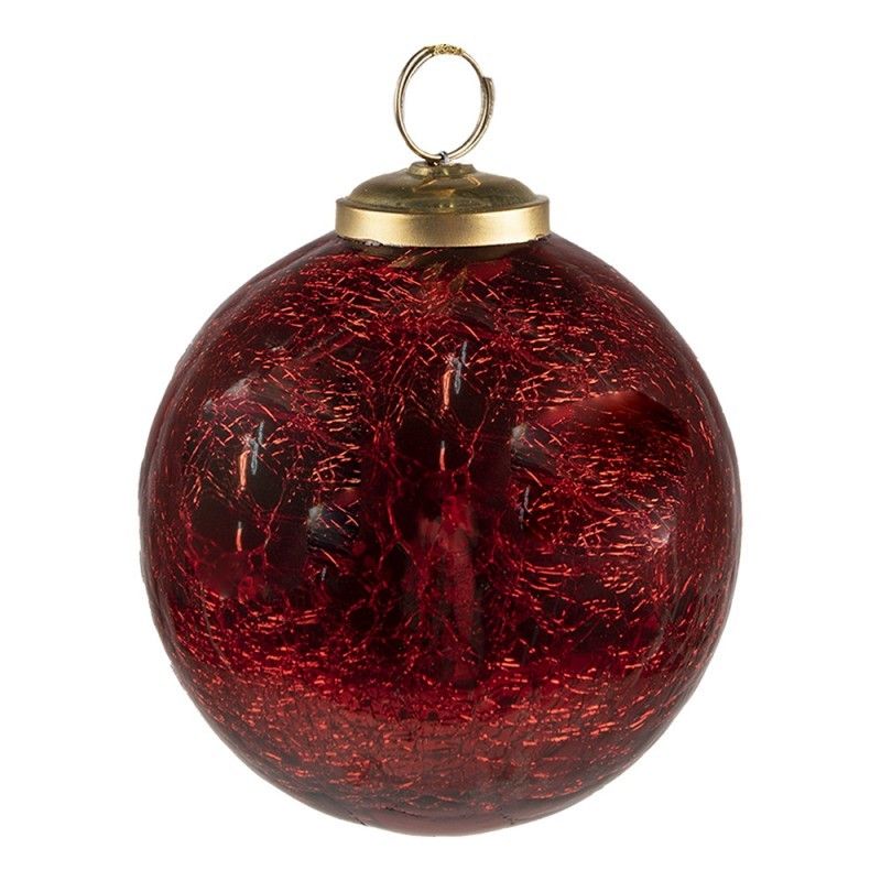 Červená vánoční skleněná ozdoba koule S - Ø 7*8 cm Clayre & Eef - LaHome - vintage dekorace