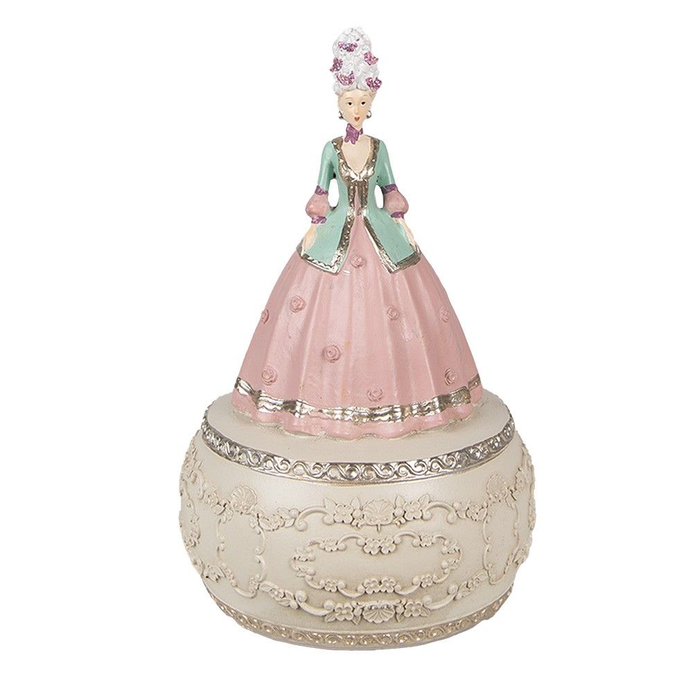 Růžová dekorativní vánoční hrací skříňka zámecká paní - Ø 12*19 cm Clayre & Eef - LaHome - vintage dekorace
