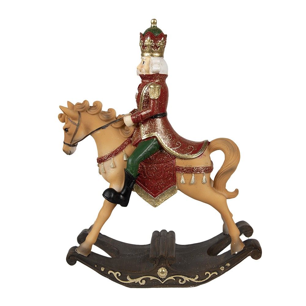 Vánoční dekorace Louskáček na houpacím koníkovi - 22*9*29 cm Clayre & Eef - LaHome - vintage dekorace