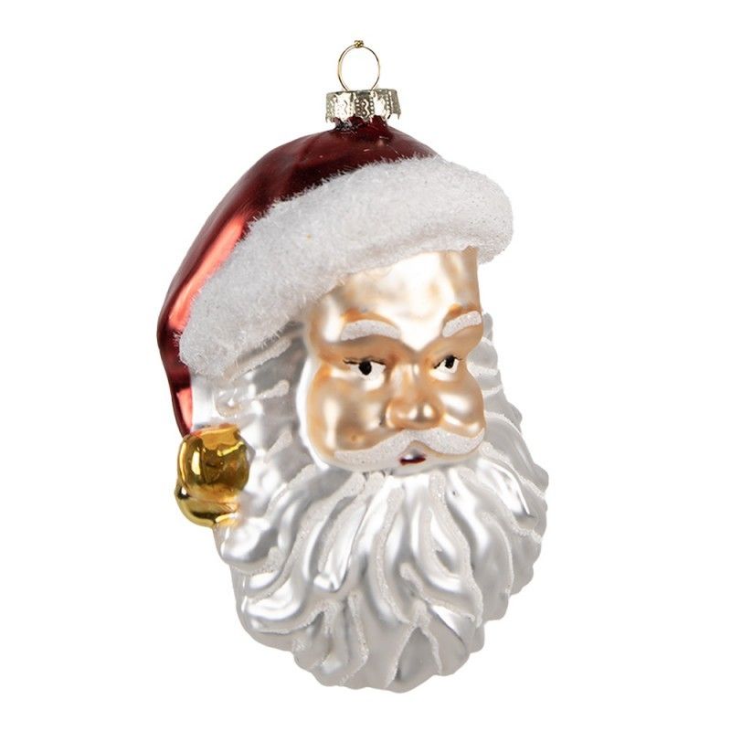 Vánoční skleněná ozdoba hlava Santa - 8*7*12 cm Clayre & Eef - LaHome - vintage dekorace
