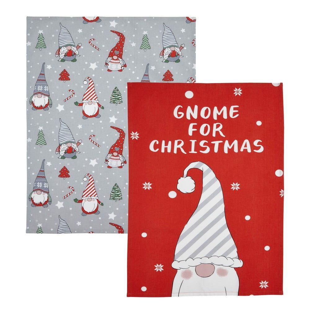 Bavlněné utěrky v sadě 2 ks s vánočním motivem 50x70 cm Gnomes – Catherine Lansfield - Bonami.cz