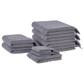 Sada 9 bavlněných froté ručníků šedé ATIU