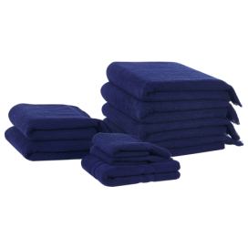 Sada 9 bavlněných froté ručníků modré ATIU