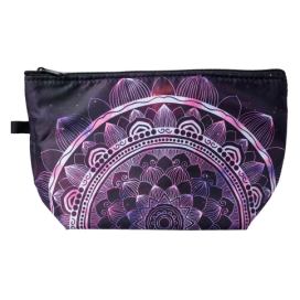 Černá dámská toaletní taška s fialovým ornamentem - 22*13*18 cm Clayre & Eef