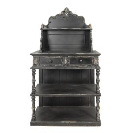 Černý antik dřevěný stůl se šuplíčky ke stěně Miloé - 81*41*142 cm Clayre & Eef