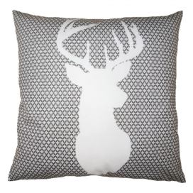 Bílo-šedý povlak na polštář s jelenem White&Grey Deer - 45*45 cm Clayre & Eef