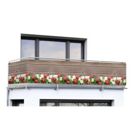 Hnědá plastová balkonová zástěna 500x85 cm Tulips – Maximex