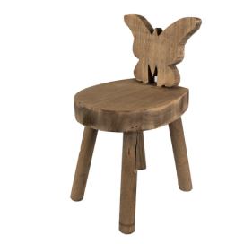 Hnědý dekorační květinový dřevěný stolek s motýlem - 18*19*34 cm Clayre & Eef