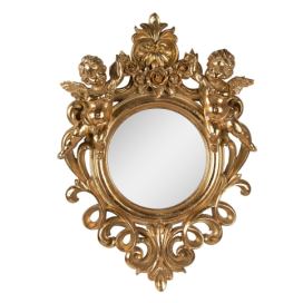 Zlaté antik nástěnné zrcadlo s andílky - 37*7*52 cm Clayre & Eef