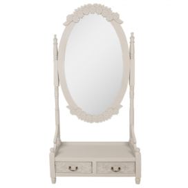 Béžovo-šedé antik veliké zrcadlo se šuplíky Hyggia Brocante - 85*30*180cm Clayre & Eef LaHome - vintage dekorace