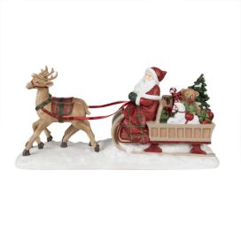 Vánoční dekorace Socha Santa se sáněmi - 41*11*19 cm Clayre & Eef LaHome - vintage dekorace