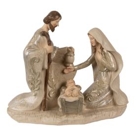 Béžová vánoční dekorace socha vánoční betlém Svatá rodina - 27*13*23 cm Clayre & Eef