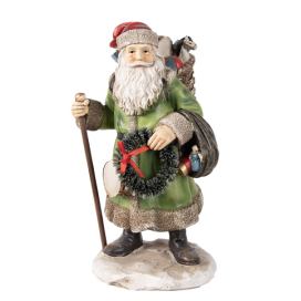 Vánoční dekorace socha Santa s nůší dárků - 12*10*20 cm Clayre & Eef LaHome - vintage dekorace