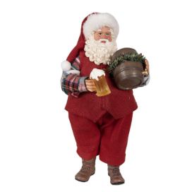 Vánoční dekorace taťka Santa Claus se soudkem piva - 16*8*28 cm Clayre & Eef