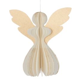 Papírová krémová skládací vánoční ozdoba anděl - 12,5 * Ø 7*13 cm J-Line by Jolipa