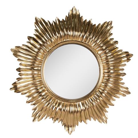 Zlaté antik nástěnné kulaté zrcadlo se zdobným okrajem - Ø 51*3 cm Clayre & Eef LaHome - vintage dekorace