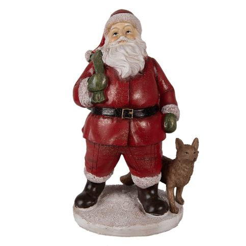 Vánoční dekorace socha Santa s liškou - 16*14*26 cm Clayre & Eef LaHome - vintage dekorace