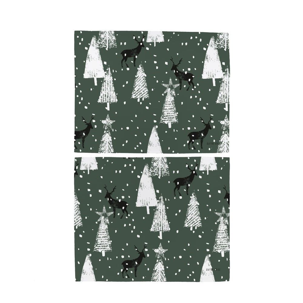 Látková prostírání s vánočním motivem v sadě 2 ks 35x45 cm Deer in the Forest – Butter Kings - Bonami.cz