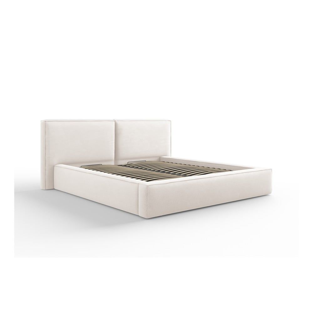 Béžová čalouněná dvoulůžková postel s úložným prostorem a roštem 180x200 cm Arendal – Cosmopolitan Design - Bonami.cz
