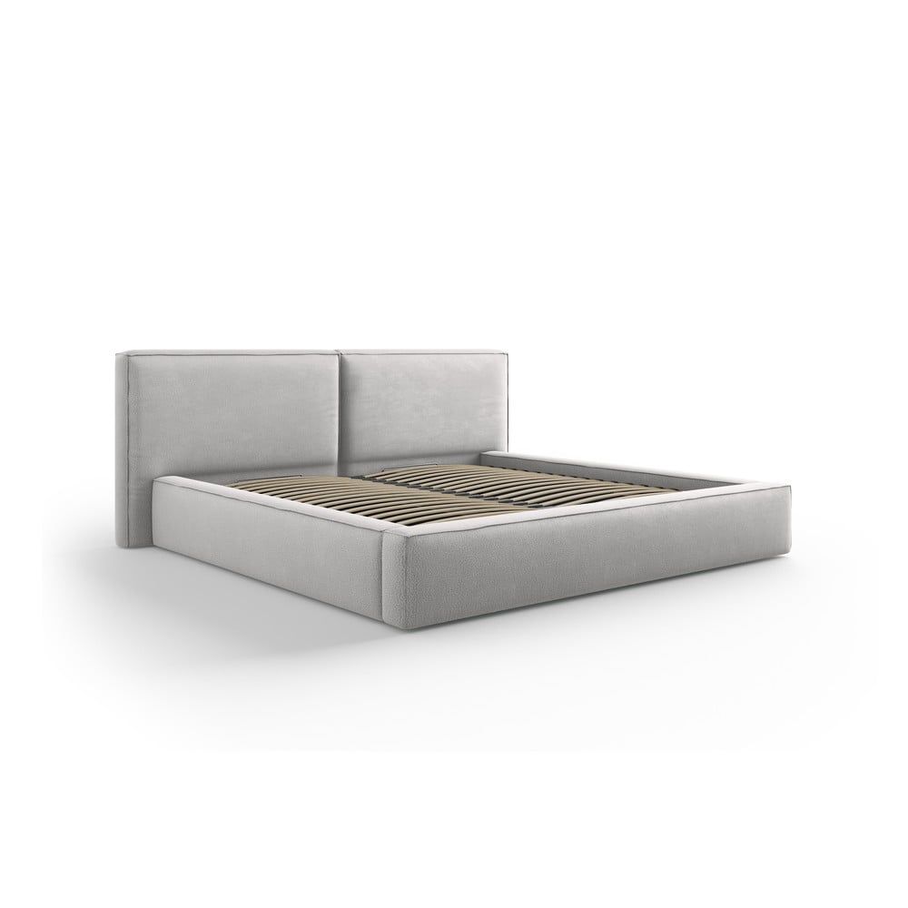 Světle šedá čalouněná dvoulůžková postel s úložným prostorem a roštem 200x200 cm Arendal – Cosmopolitan Design - Bonami.cz