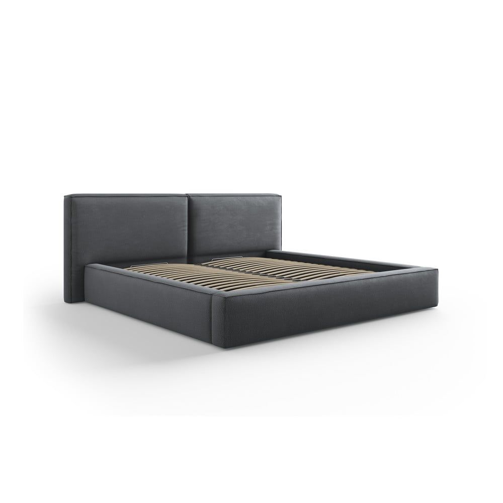 Tmavě šedá čalouněná dvoulůžková postel s úložným prostorem a roštem 200x200 cm Arendal – Cosmopolitan Design - Bonami.cz