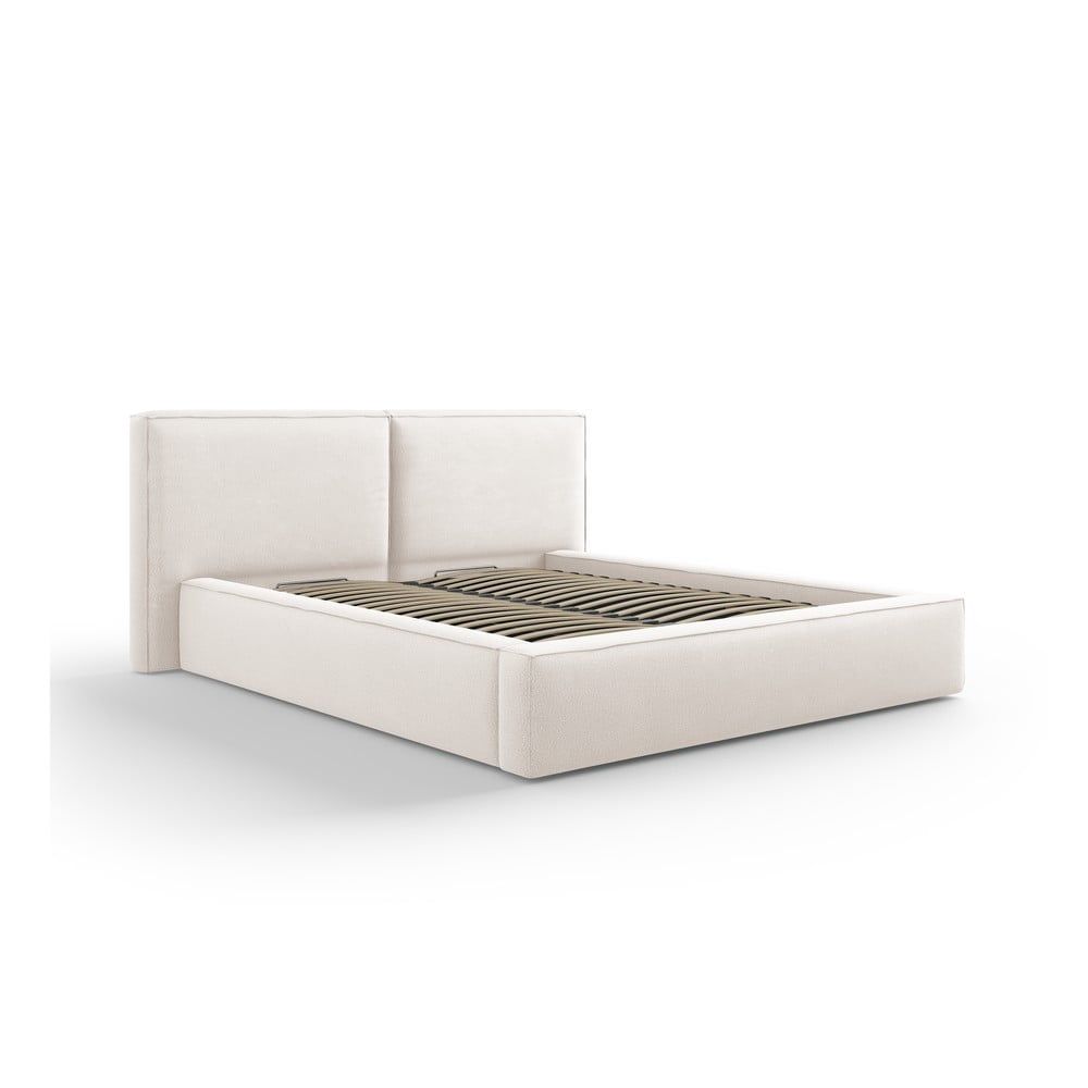 Béžová čalouněná dvoulůžková postel s úložným prostorem a roštem 160x200 cm Arendal – Cosmopolitan Design - Bonami.cz