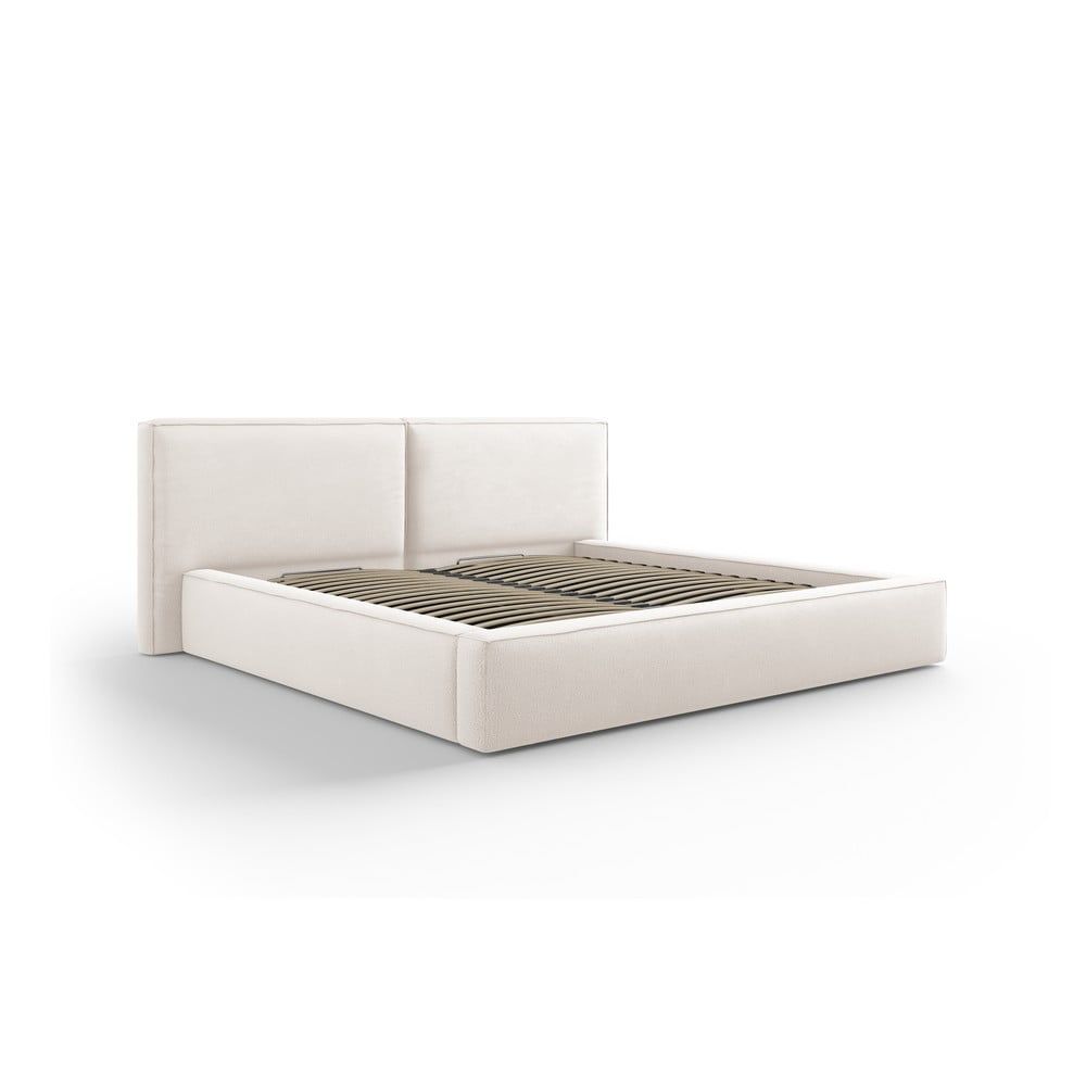 Béžová čalouněná dvoulůžková postel s úložným prostorem a roštem 200x200 cm Arendal – Cosmopolitan Design - Bonami.cz