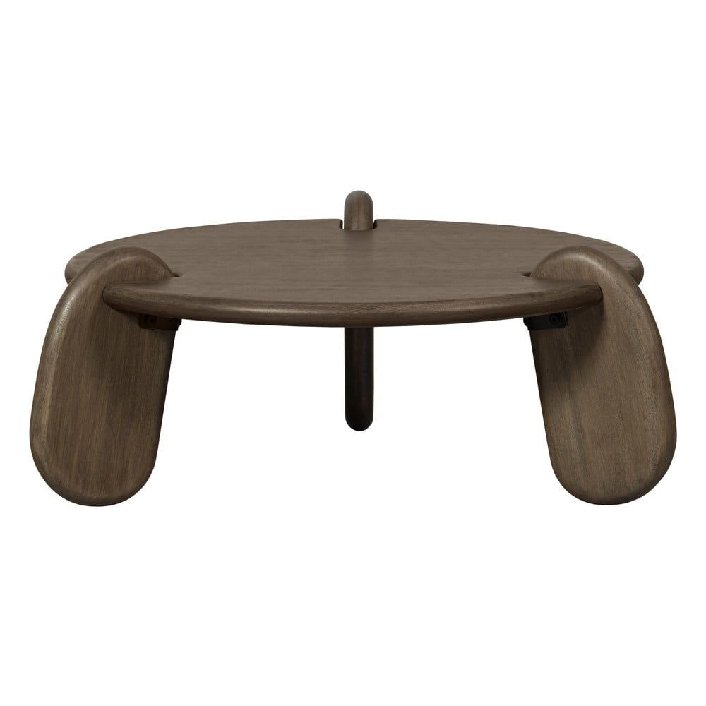Hnědý kulatý konferenční stolek s deskou v dekoru ořechového dřeva ø 100 cm Imbue – BePureHome - Bonami.cz