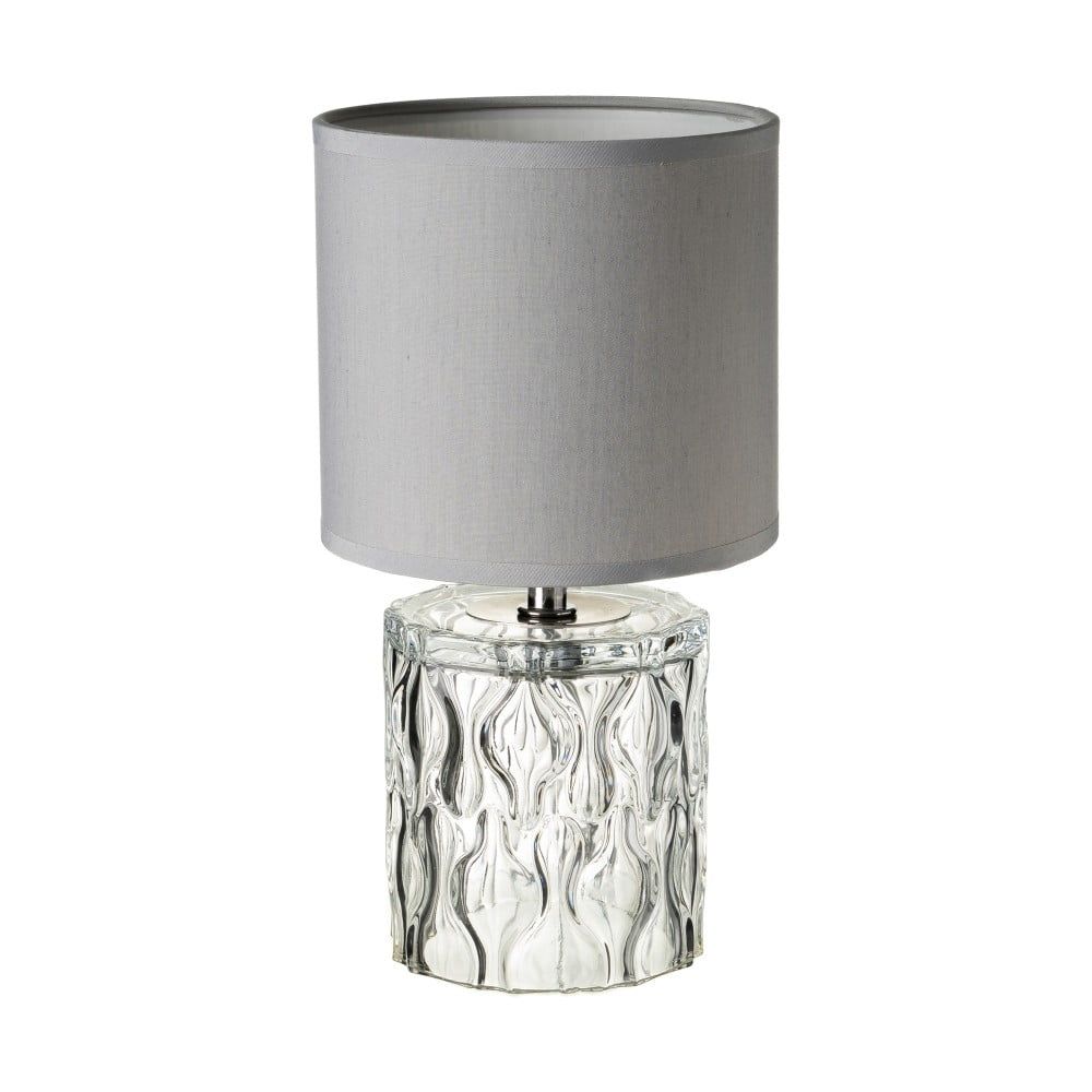 Světle šedá skleněná stolní lampa s textilním stínidlem (výška 29 cm) – Casa Selección - Bonami.cz