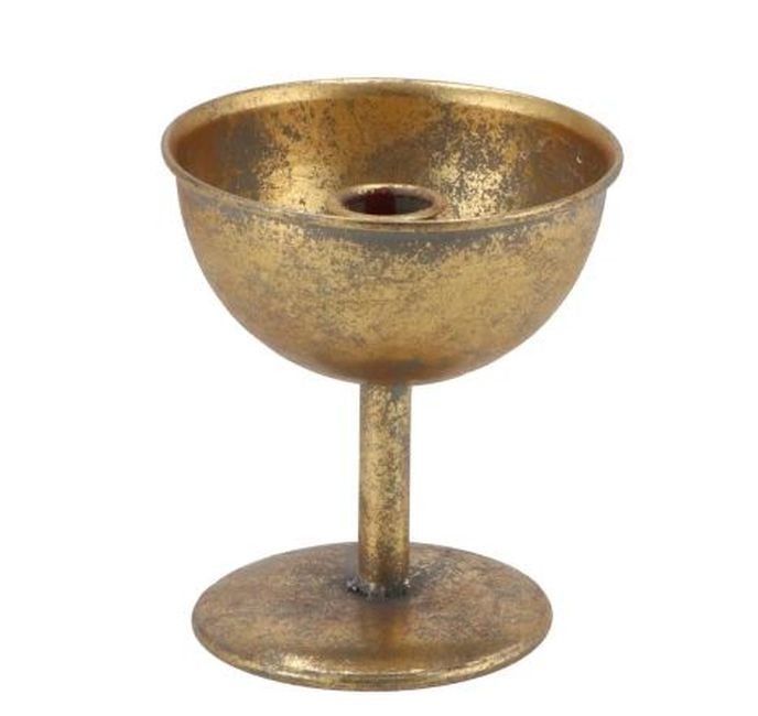 Zlatý antik kovový svícen na noze Dhaka gold - Ø 12*13 cm daan kromhout - LaHome - vintage dekorace