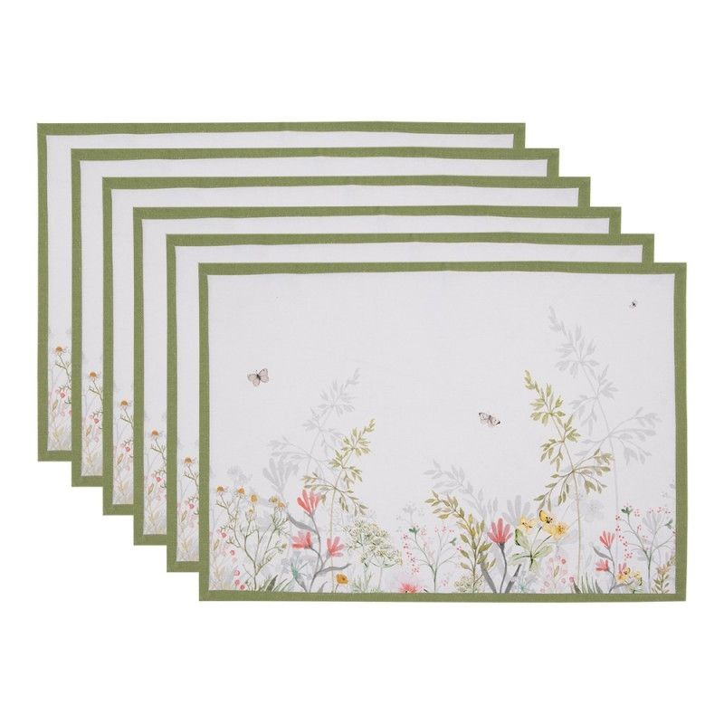 6ks bavlněné prostírání s lučními květy Wildflower Fields - 48*33 cm Clayre & Eef - LaHome - vintage dekorace