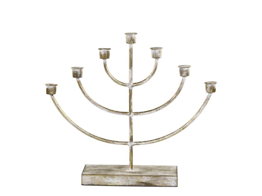 Bronzový antik kovový svícen na 7 úzkých svíček Villo - 40*10*35 cm Chic Antique - LaHome - vintage dekorace